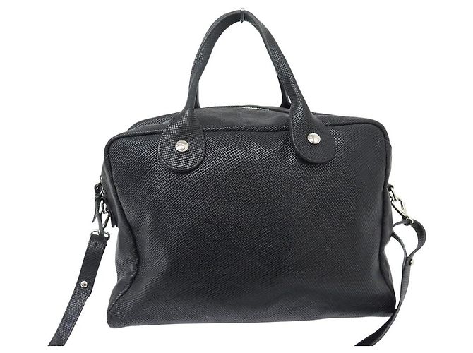 BORSA LONGCHAMP QUADRI 1206786001 IN PELLE GRAIN NERA CON TRACOLLA - vista 2