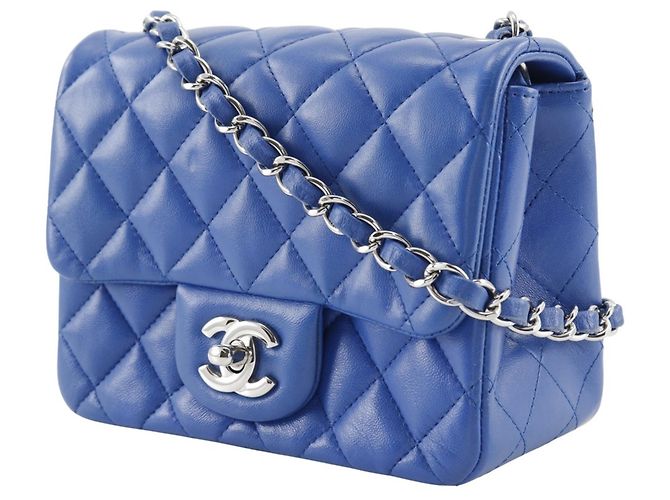 Chanel Blaue Lammleder Schultertasche mit Kette - Ansicht 2