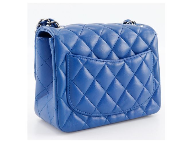 Chanel Blaue Lammleder Schultertasche mit Kette - Ansicht 3