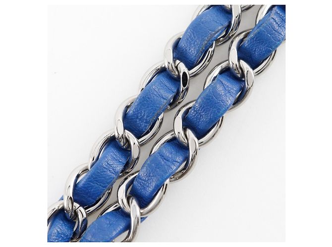 Chanel Blaue Lammleder Schultertasche mit Kette - Ansicht 8