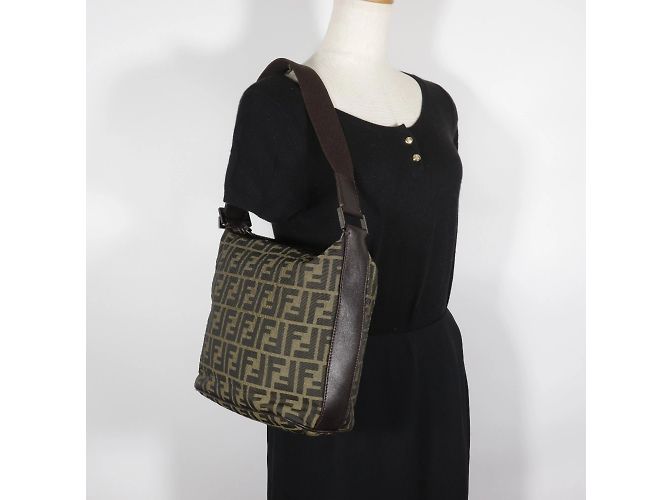 Borsa a Spalla Fendi Zucca Marrone - vista 14
