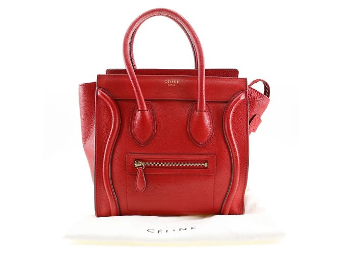 Céline Celine Luggage Micro Shopper Handtasche Rot - Ansicht 17