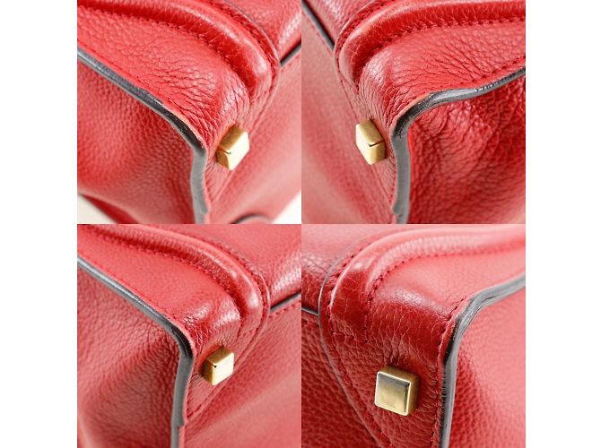 Céline Celine Luggage Micro Shopper Handtasche Rot - Ansicht 4