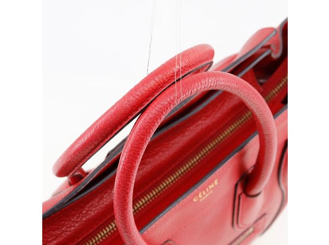 Céline Celine Luggage Micro Shopper Handtasche Rot - Ansicht 5
