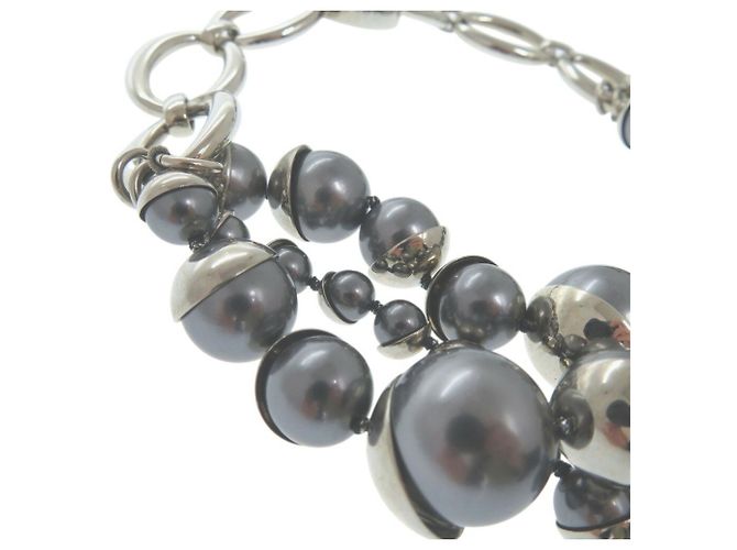 Collana in finta perla grigia e argento di Christian Dior Marrone - vista 5