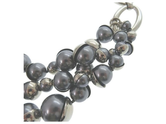 Collana in finta perla grigia e argento di Christian Dior Marrone - vista 7