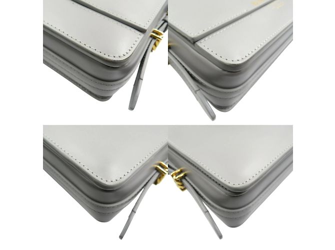 Borsa a spalla in pelle grigia Burberry Marrone - vista 10
