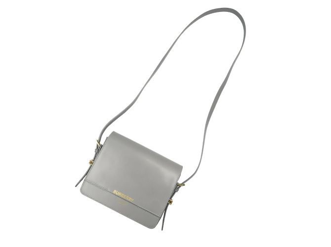 Borsa a spalla in pelle grigia Burberry Marrone - vista 5