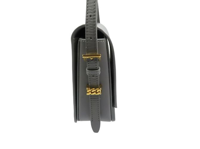 Borsa a spalla in pelle grigia Burberry Marrone - vista 6