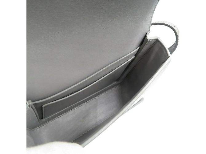 Borsa a spalla in pelle grigia Burberry Marrone - vista 7