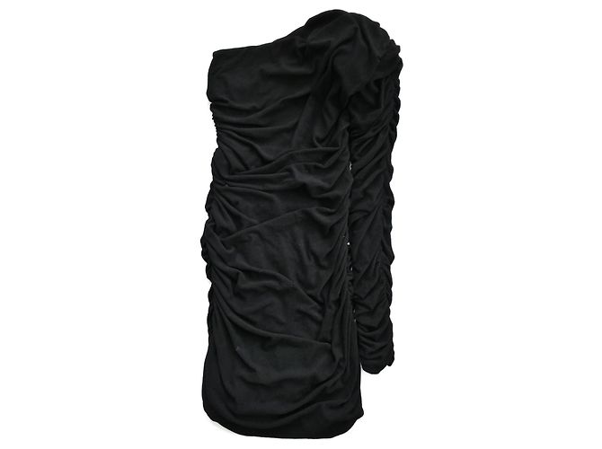 Schwarzes, gerafftes Minikleid mit einem Schulterträger von Alexandre Vauthier - Ansicht 5