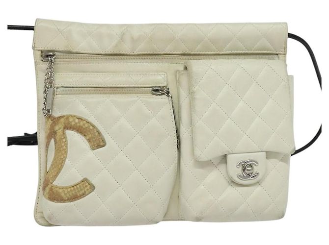 Borsa a Spalla CHANEL in Pelle di Agnello Bianca CC Auth BD1411 Bianco - vista 13