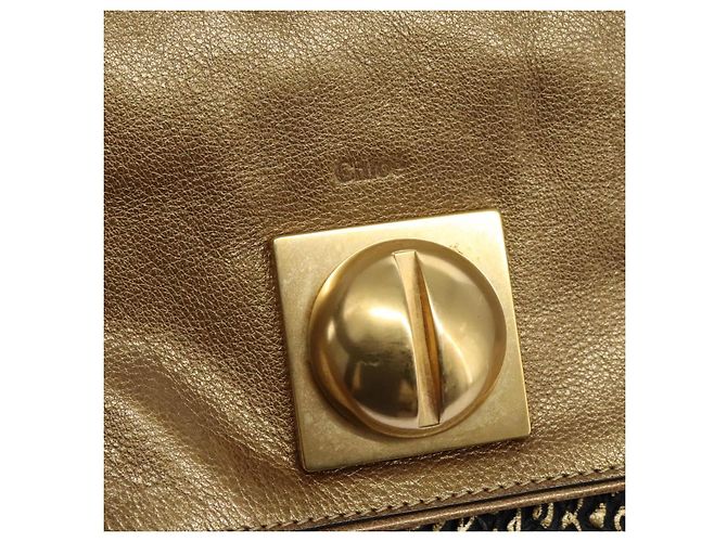 Chloé Borsa a mano in pelle Chloe 2 vie oro Auth sw191 D'oro - vista 19