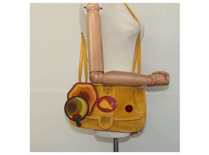 Borsa a Spalla Miu Miu in Pelle Scamosciata Gialla Auth 116150 Giallo - vista 25