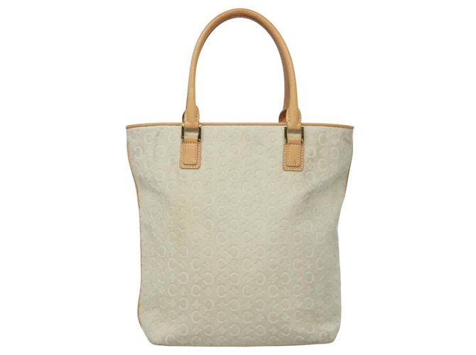 Céline Borsa tote in tela Macadam Celine in suede bianco e oro Auth mr1231 D'oro - vista 13