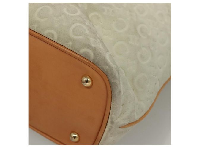 Céline Borsa tote in tela Macadam Celine in suede bianco e oro Auth mr1231 D'oro - vista 14