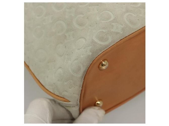 Céline Borsa tote in tela Macadam Celine in suede bianco e oro Auth mr1231 D'oro - vista 15