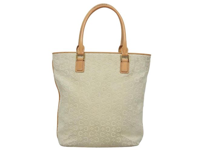 Céline Borsa tote in tela Macadam Celine in suede bianco e oro Auth mr1231 D'oro - vista 2