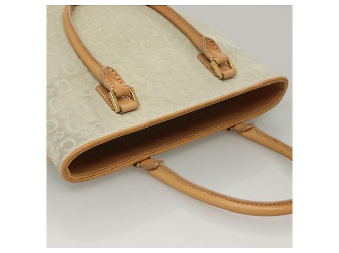 Céline Borsa tote in tela Macadam Celine in suede bianco e oro Auth mr1231 D'oro - vista 6