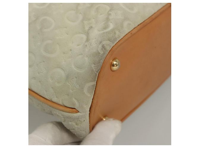 Céline Borsa tote in tela Macadam Celine in suede bianco e oro Auth mr1231 D'oro - vista 9