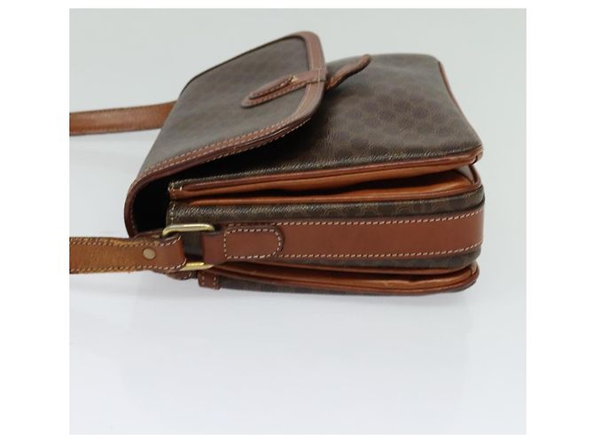 Céline Borsa a spalla in tela Macadam CELINE in pelle PVC marrone oro Auth 116597 D'oro - vista 3