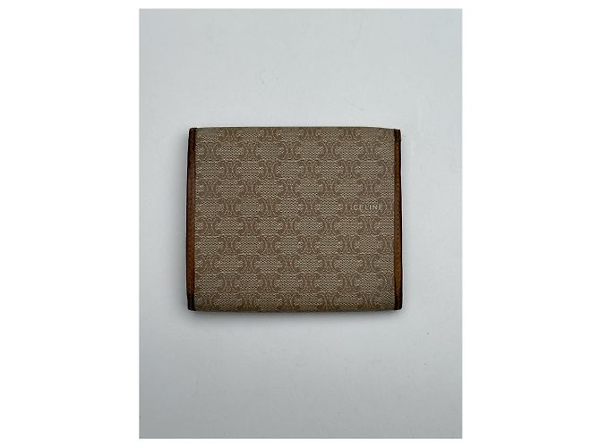Céline Vintage Celine Paris Leather Monogram Wallet Beige Brown - view 12
