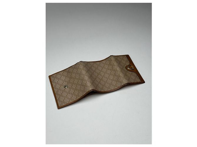 Céline Vintage Celine Paris Leather Monogram Wallet Beige Brown - view 3
