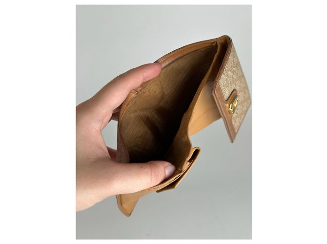 Céline Vintage Celine Paris Leather Monogram Wallet Beige Brown - view 4