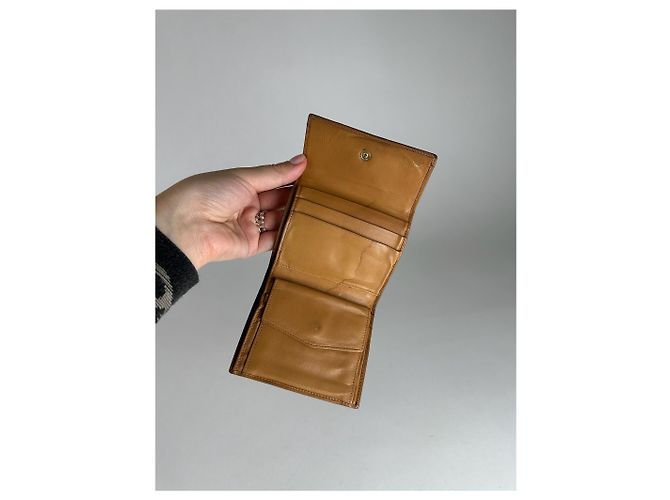 Céline Vintage Celine Paris Leather Monogram Wallet Beige Brown - view 5