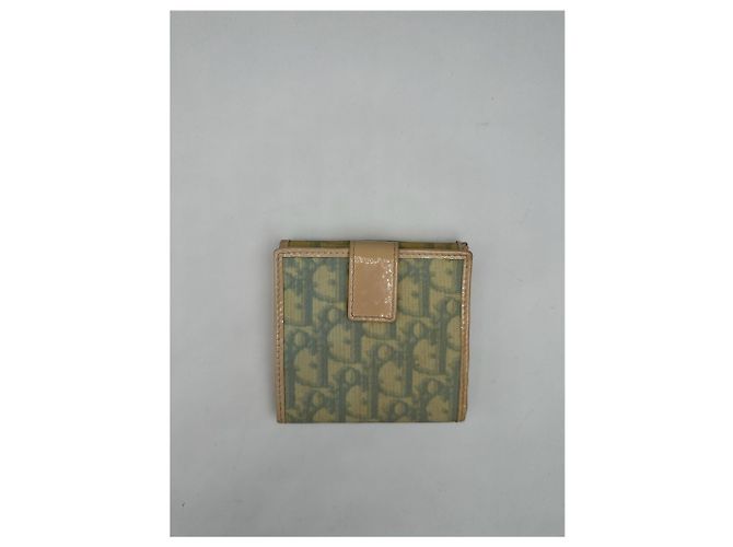 Vintage Dior Oblique Monogram Leather Wallet White blue - view 2