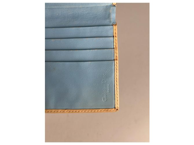 Vintage Dior Oblique Monogram Leather Wallet White blue - view 3