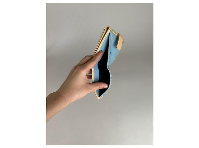 Vintage Dior Oblique Monogram Leather Wallet White blue - view 5