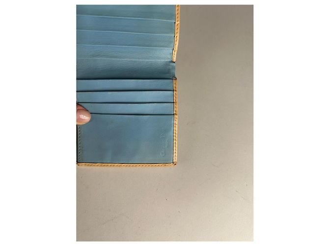 Vintage Dior Oblique Monogram Leather Wallet White blue - view 6