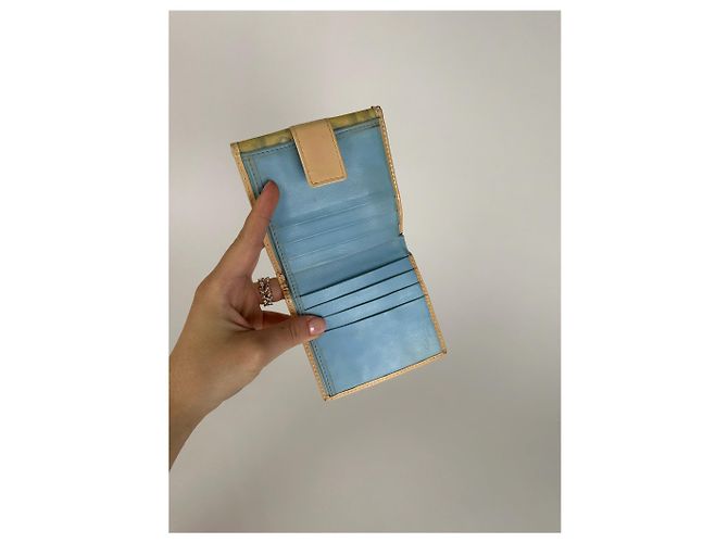 Vintage Dior Oblique Monogram Leather Wallet White blue - view 7