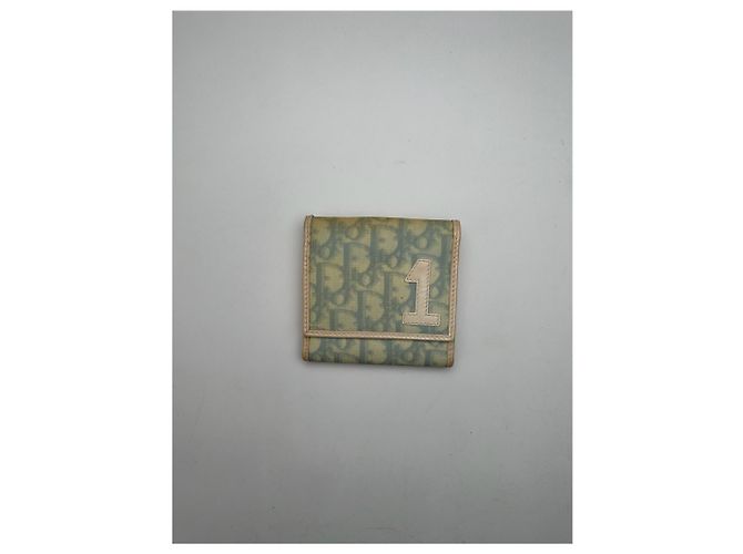 Vintage Dior Oblique Monogram Leather Wallet White blue - view 9