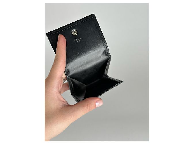 Vintage Cartier Leder-Münzbeutel schwarz - Ansicht 4