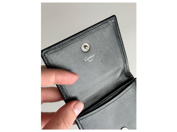 Vintage Cartier Leder-Münzbeutel schwarz - Ansicht 6