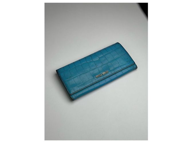 Vintage Miu Miu Leather Wallet Blue - view 11