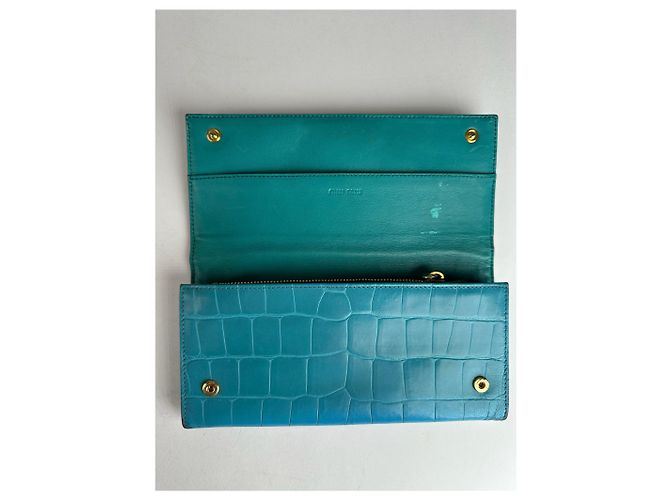 Vintage Miu Miu Leather Wallet Blue - view 6