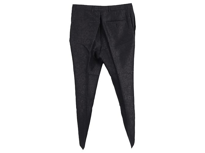 Pantaloni in jacquard floreale Saint Laurent in lana nera - vista 2