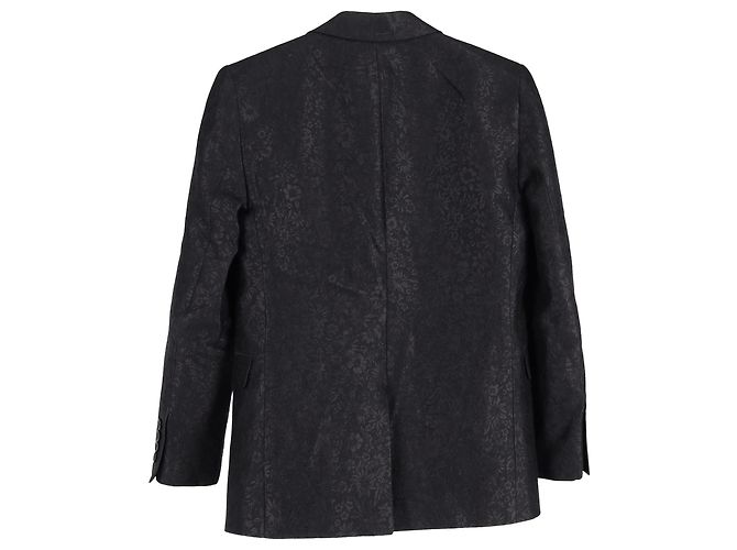 Blazer monopetto in lana nera con jacquard floreale di Saint Laurent - vista 2