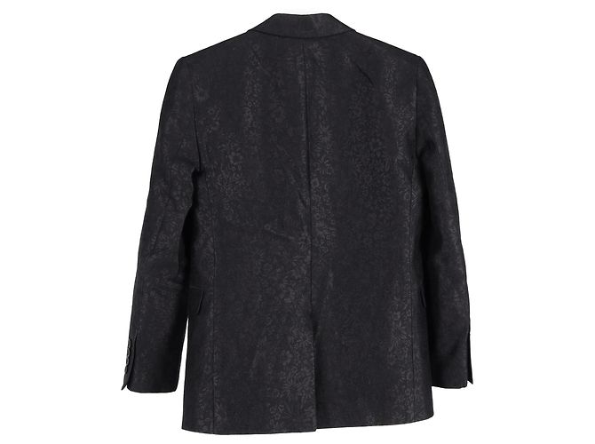 Blazer monopetto in lana nera con jacquard floreale di Saint Laurent - vista 5