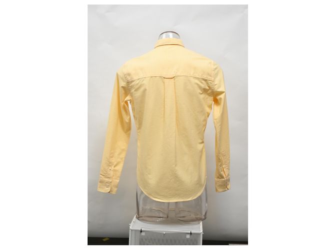 Camicia con colletto button-down AMI in cotone biologico a quadri gingham giallo con logo ricamato - vista 8