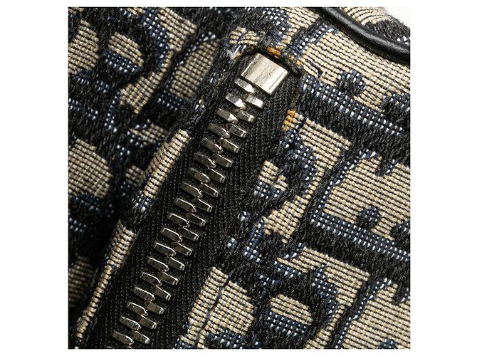 Bolsa de Ombro em Couro de Lona Dior Oblique 2 em 1 Azul Bege - vista 5