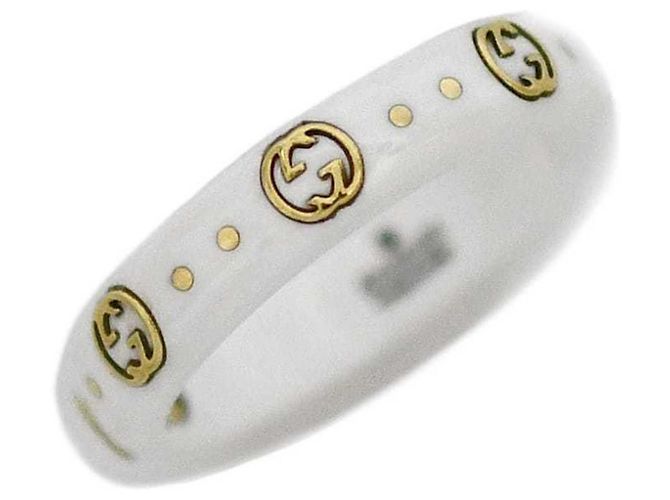Anello Gucci Icon Band in ceramica e oro giallo Bianco D'oro - vista 2