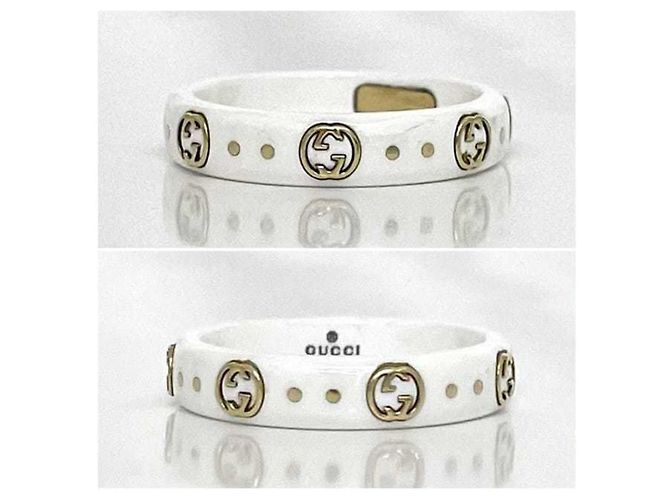 Anello Gucci Icon Band in ceramica e oro giallo Bianco D'oro - vista 3