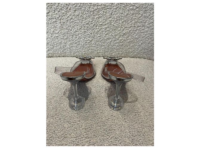 Décolleté slingback Amina Muaddi in PVC trasparente argento - vista 5