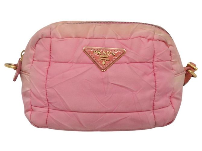 PRADA Borsa a Spalla Nylon Rosa Oro Auth MX052 D'oro - vista 13