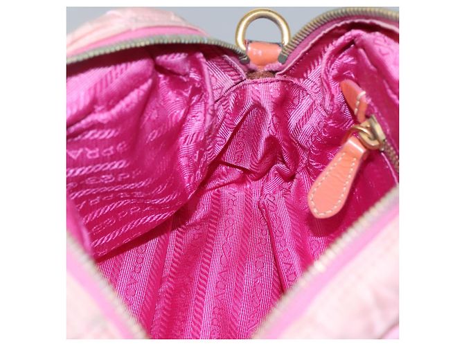 PRADA Borsa a Spalla Nylon Rosa Oro Auth MX052 D'oro - vista 19