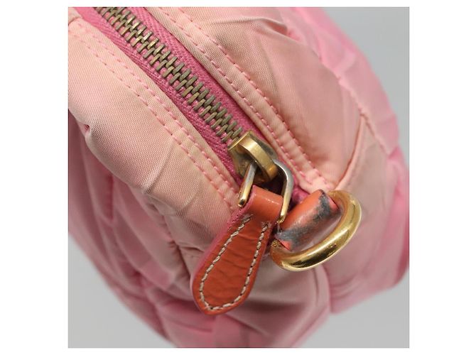 PRADA Borsa a Spalla Nylon Rosa Oro Auth MX052 D'oro - vista 9